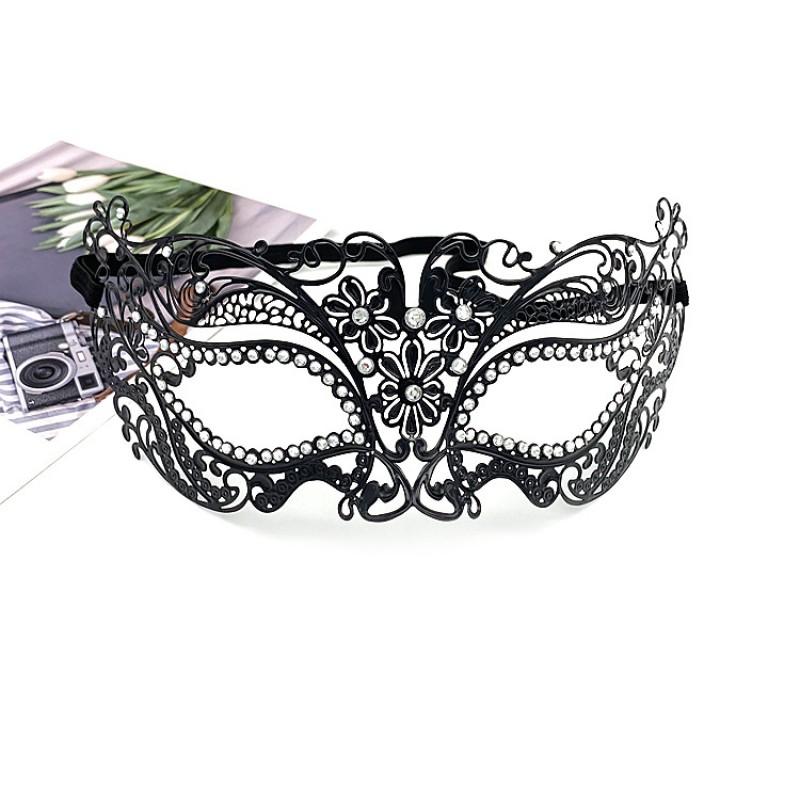 Venetian Masquerade Mask Metal Rhinestone Half Face Women Halloween Party Stage Performance