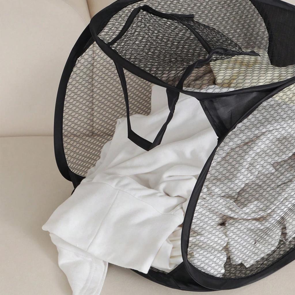 Folding Dirty Laundry Sorting Basket Washing Frame Bathroom Cloth Mesh Storage Bag Frame Bucket Laundry Organizers Storage Pouch