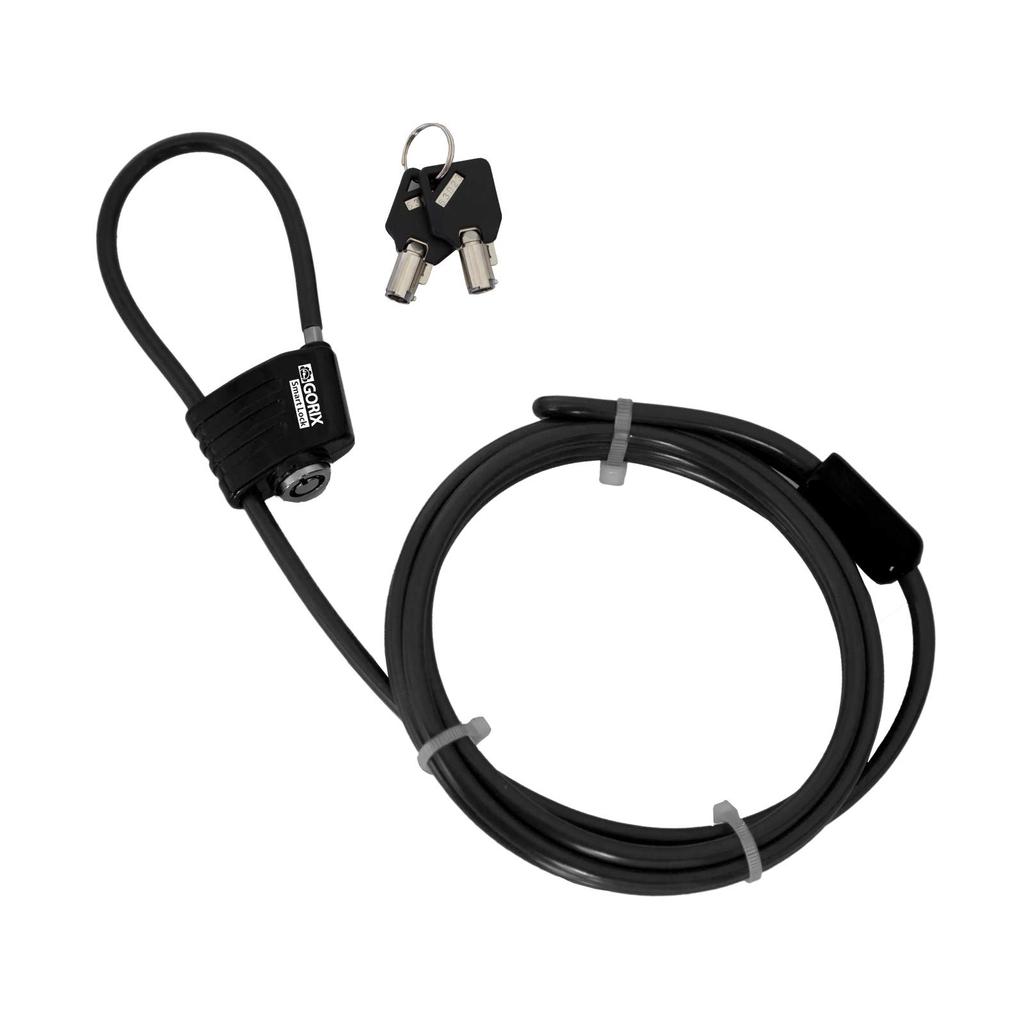 GORIX Key Type Wire Lock Type Detachable Cable Bicycle Road Bike Mountain Bike Cross Bike 3 Digit Key Black [Lightweight Lock] Anti-Theft 4.8mmx2000mm