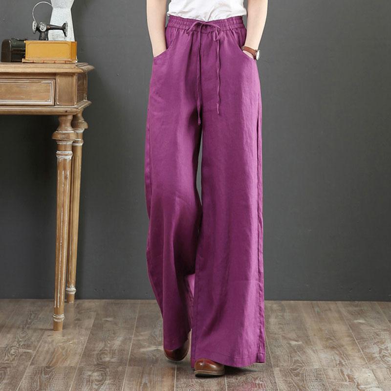 Dimanaf Большие размеры 2021, женские льняные брюки, эластичные винтажные корейские летние базовые женские модные брюки в полоску, широкие свободные брюки оверсайз