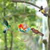 Heart-Shaped Hummingbird Feeder Hanging Water Feeder with Perch Colorful Glass Bottle Wire Frame Hummingbird Feeder for Porch Yard Garden Outdoor