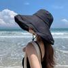 Sunshade Hat Large Brim Solid Color Beach Summer Travel Women Cap Bucket Hat Sun Hat Fisherman Hat