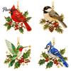 Hummingbird Car Rearview Mirror Accessory Christmas Bird Ornament, 2D Acrylic Hanging Decor with Gold Edge, Decorative Ornament for Home Red Blue Jay,