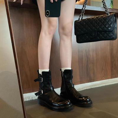 Британские ботинки Мартин женские 2024 весна и осень новые с пряжкой на толстой подошве тонкие локомотивные короткие ботинки