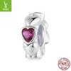Love Splicing Diy Silicone Positioning Bracelet Beads, Fashionable And Versatile S925 Sterling Silver Heart-Shaped Beads