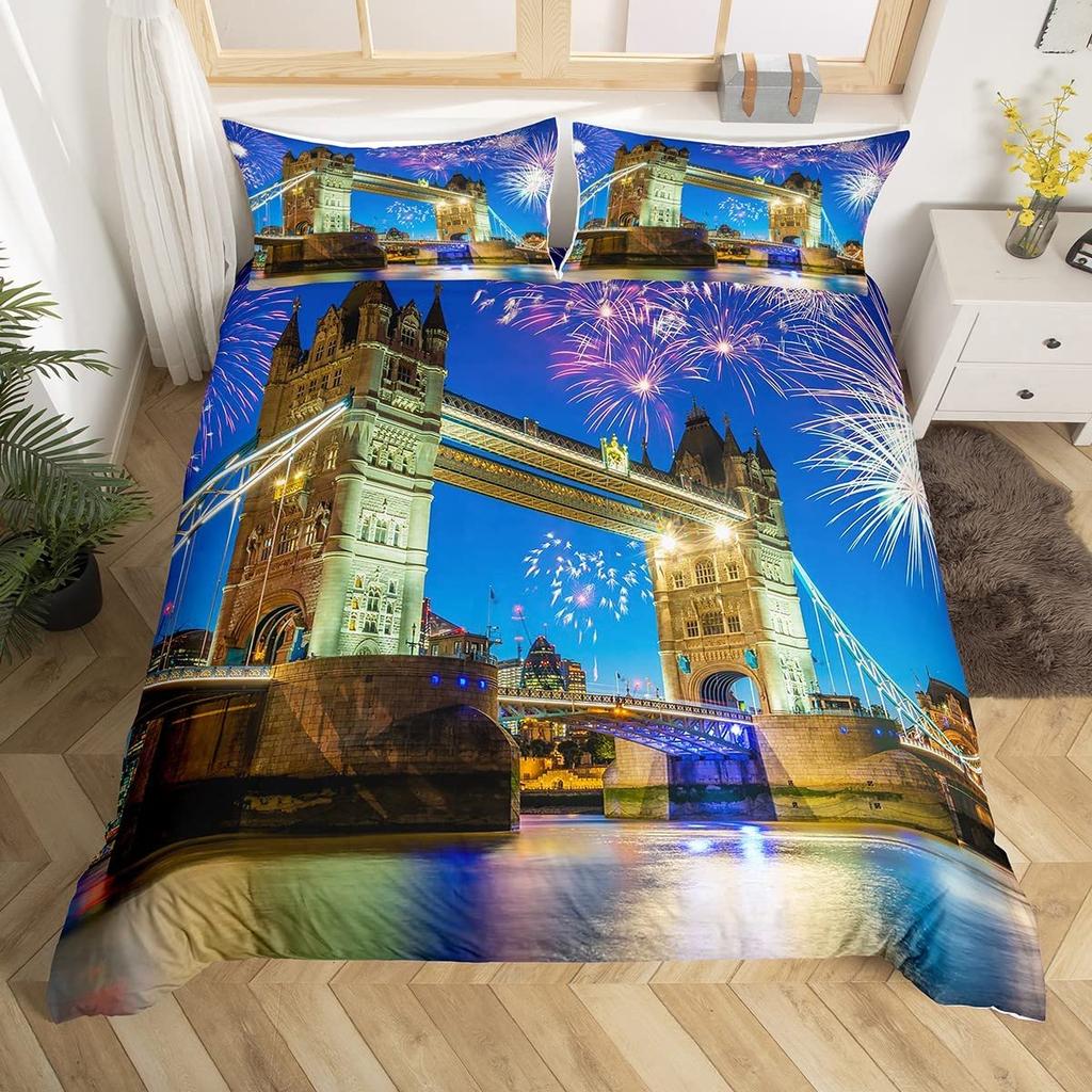 Пододеяльник с изображением фейерверка, комплект постельного белья Fantasy Castle, комплект постельного белья Prague Cityscape, комплект постельного белья из микрофибры с изображением магических психоделических цветов