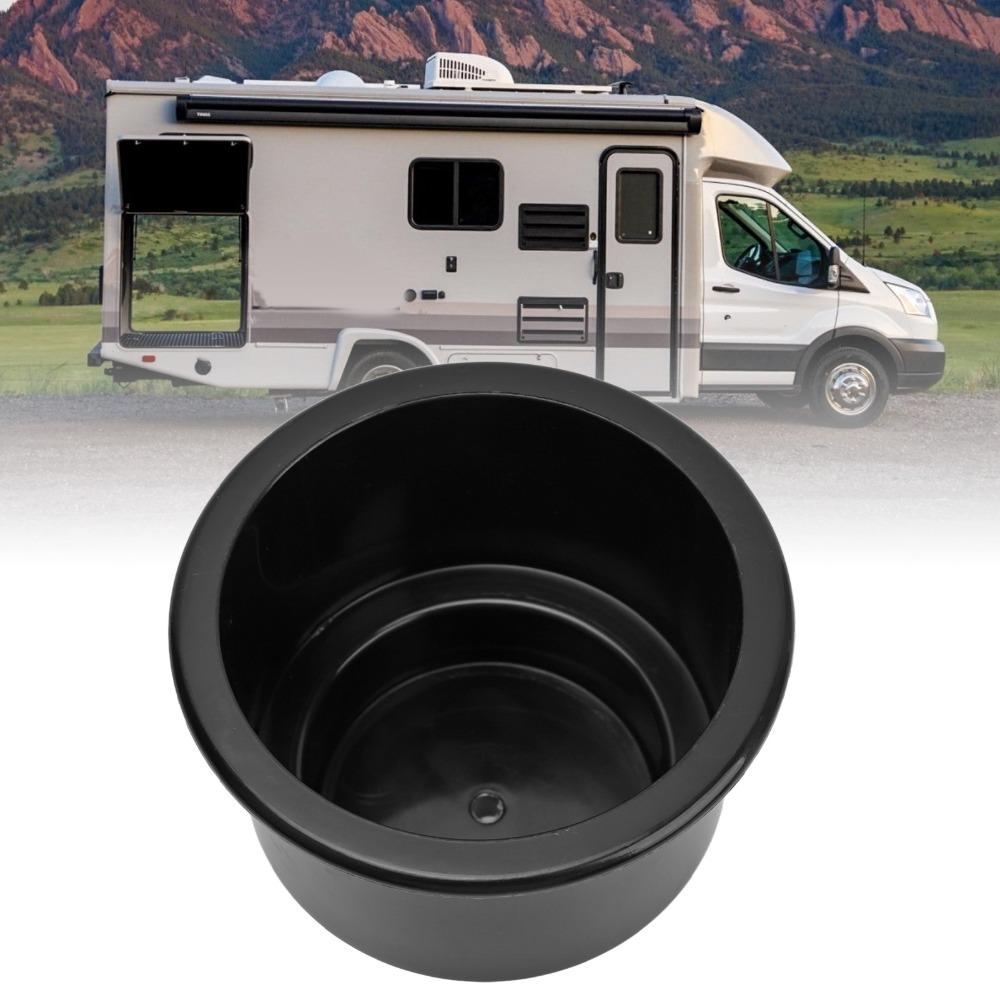 Easy Clean Black Cup Holder White Smooth Surface Recessed Drink Holder Drain Hole Insert Drink Holders Yacht Use