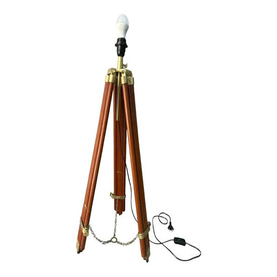 177.8cm Adjustable Wooden Tripod Floor Light Modern Floor Lamp Brass Aluminum Lighting