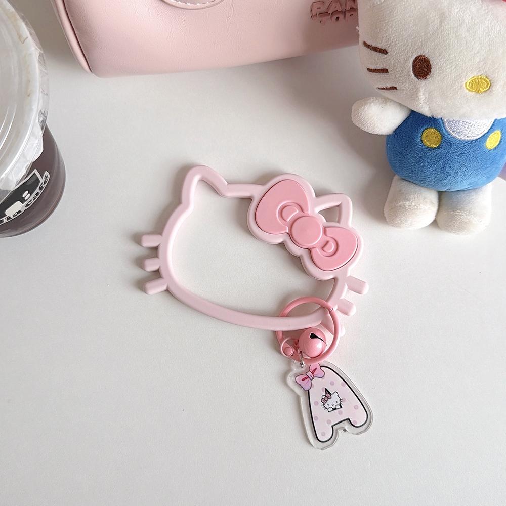 Милый эстетичный брелок-кольцо для пальцев с вырезами Hello Kitty, однотонный чехол для телефона с текстурой морщин, противоударный, для девочек-подростков