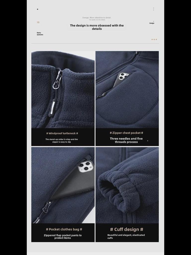 2024 Men's Large Fleece Hooded Jacket with Polar Grain Liner