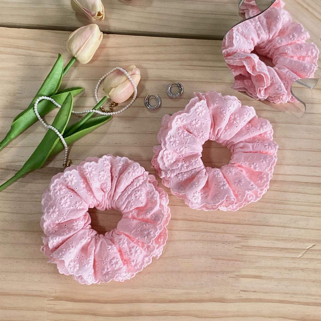 Hollows Laces Hair Tie Big Flower Lolitas Hair Rope Lace Scrunchies Hair Rope for Women and Girls