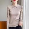 Женский вязаный свитер с высоким воротником, топ, стиль 24, осень и зима, темпераментный пуловер, тонкий свитер с длинным рукавом для ношения под низ, источник