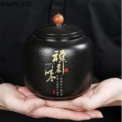 WSHYUFEI черная керамическая чайная банка, китайская фарфоровая керамическая банка, портативная герметичная банка для хранения, чайные коробки, резервуар для хранения конфет, специй