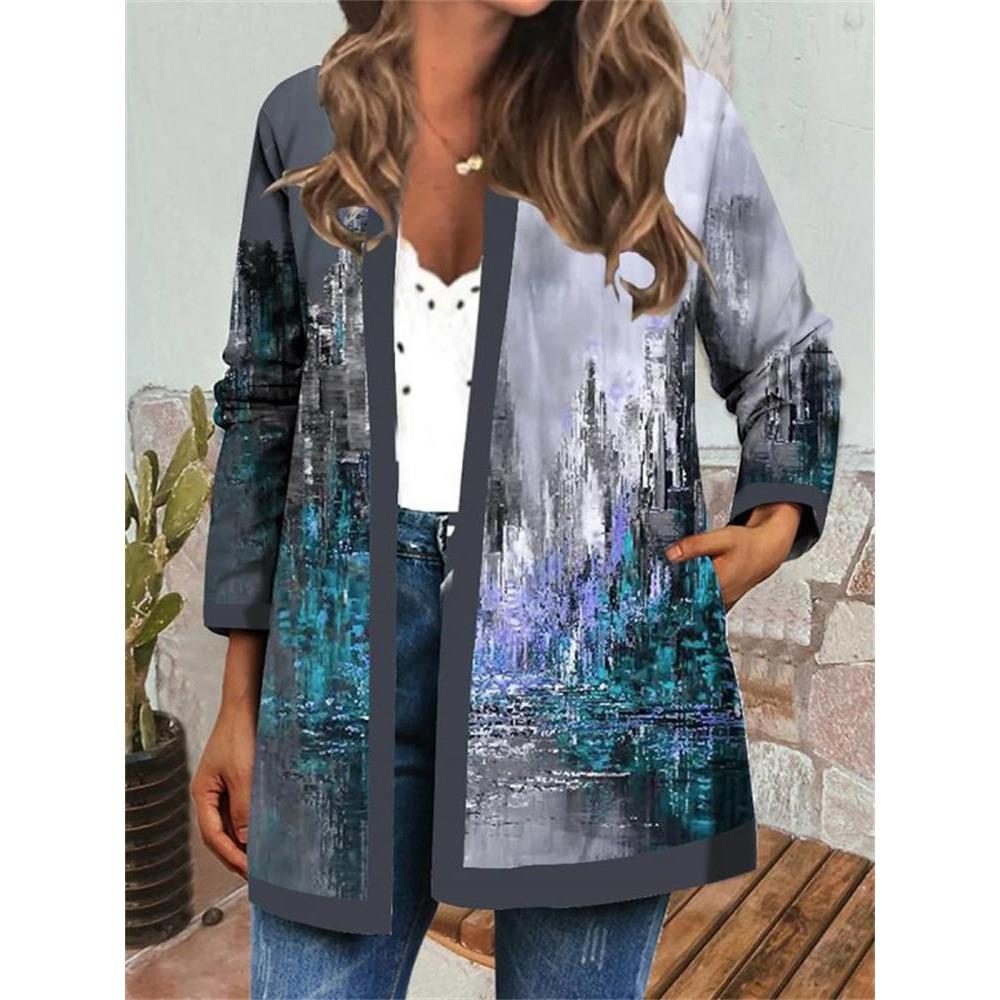 GMXIA Осень-зима винтажный этнический стиль принт большой размер куртка кардиган женская одежда