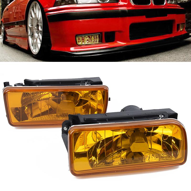 Для BMW 3 серии E36 M3 1992-1998 гг. Хромированные противотуманные фары Заменяемые лампы Желтый рассеиватель