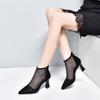 High Heels Women's 2025 Spring New Breathable Mesh Pointed Stiletto Women's Shoes Net Boots Rear Zipper Fashion Roman Boots