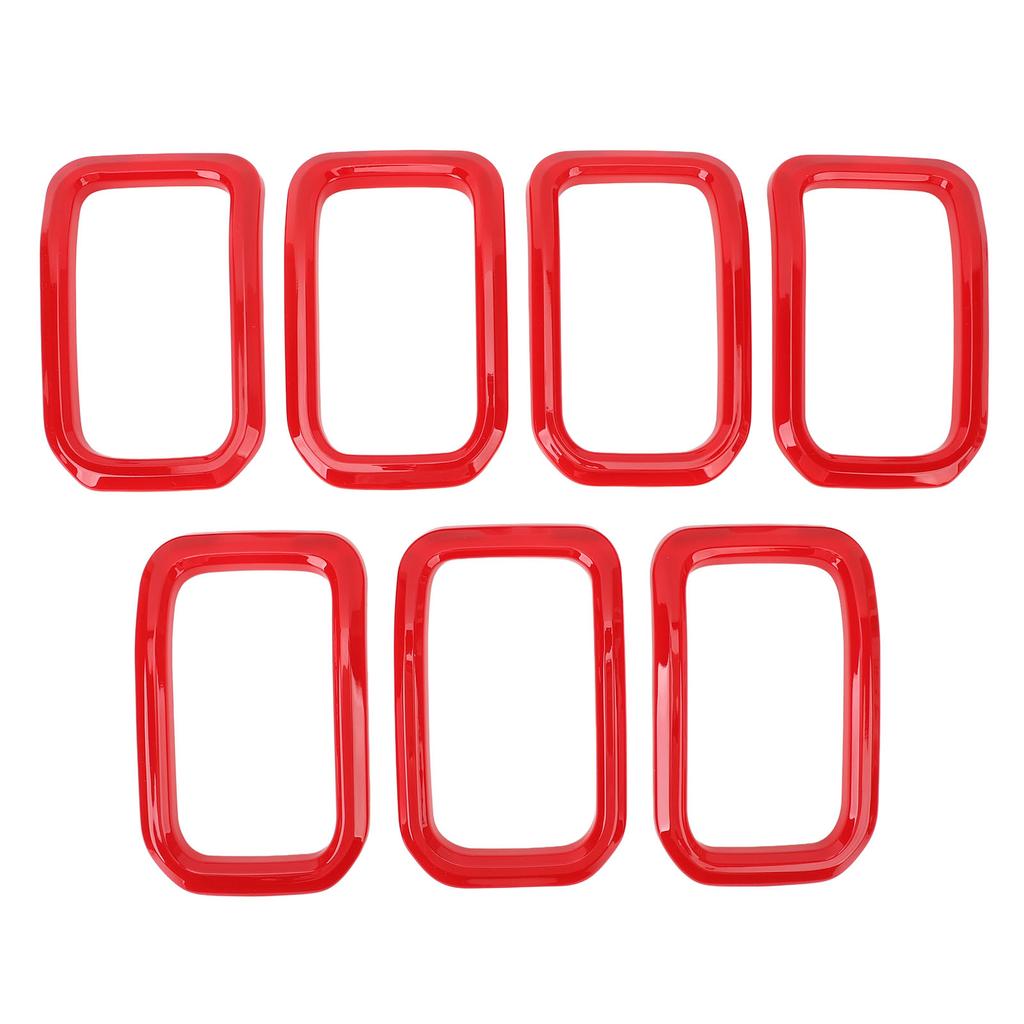 7PCS Front Grille Insert Cover Red Front Grill Cover Rings Frame Trims Kit Outline Car Decoration