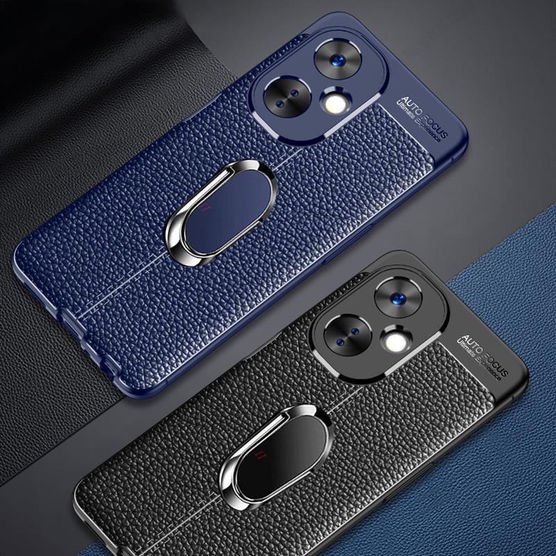 Мягкий силиконовый чехол с текстурой кожи личи для Oneplus Nord CE 3 Lite, чехол-держатель с магнитным кольцом для Nord CE3 Lite N30 со шнурком