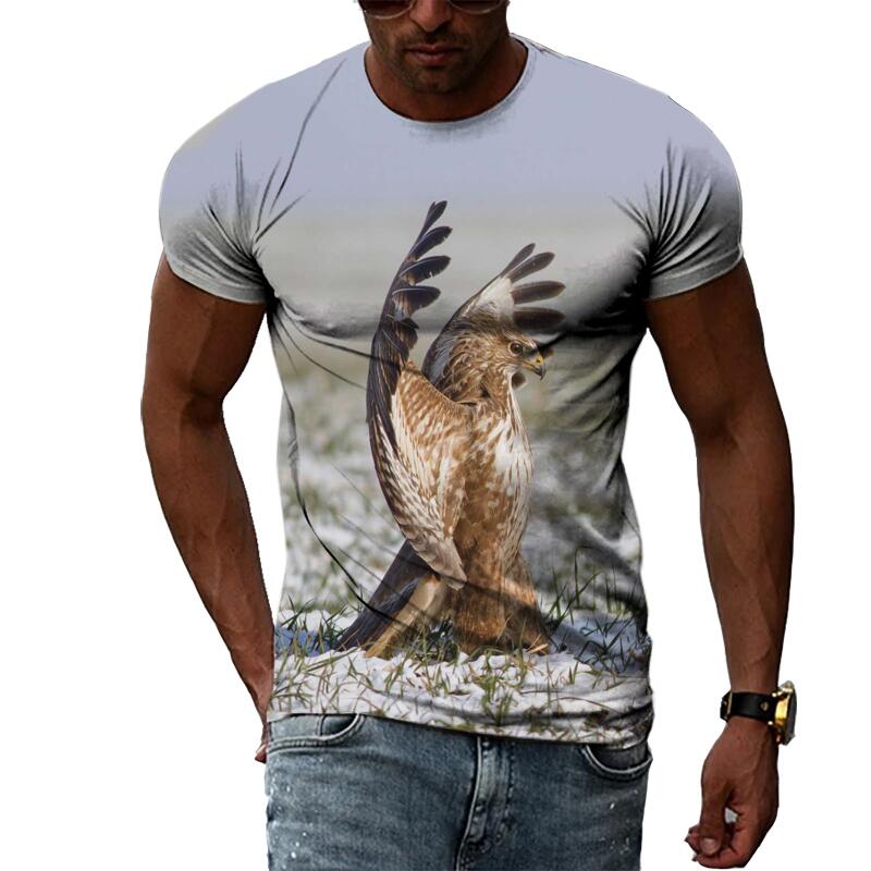 New Summer Fashion Animal Birds Eagle Graphic Men and Women T-shirt 3D Print Hip Hop Tee Personality Round Neck Short Sleeve Top