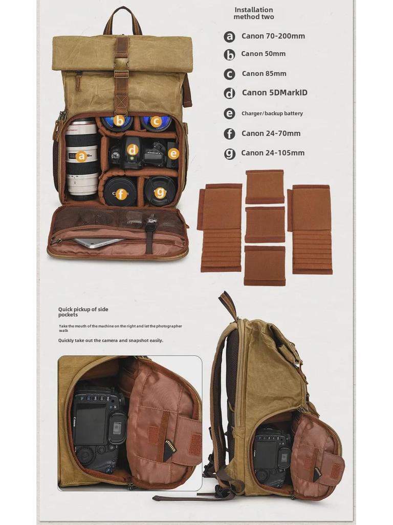 Retro Waterproof Canvas Camera Backpack - Seven Color Cotton SLR Digital Bag