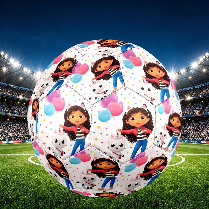 Gabby's Dollhouse Print Size 5 Soccer Ball, PU Wear Resistant Football for Match Training and Daily Practice, Birthday Gift for Soccer Fans