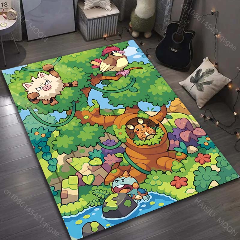 Multiple Sizes Pokemon Game Print Carpet for Living Room Bedroom Kid's Room Home Decor Non-slip Mat Area Rug Luxury Gift