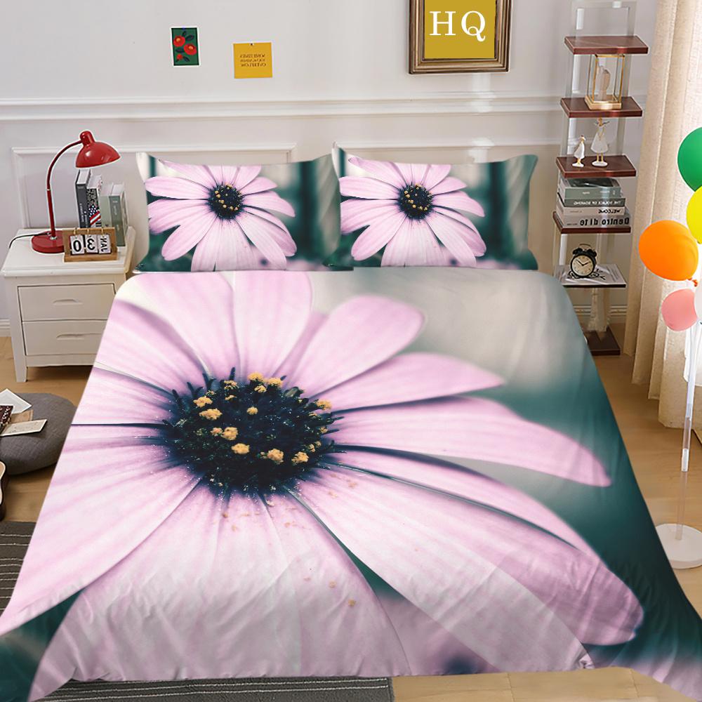 Домашнее постельное белье с 3D цветами и принтом из полиэстера, комплект постельного белья королевского размера, женский высококачественный декор для спальни