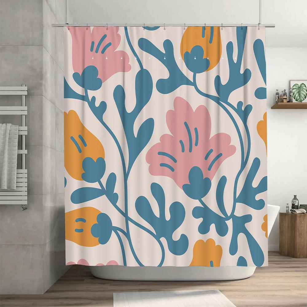 Современная шторка для душа с цветочным принтом, декоративная, водонепроницаемая, тканевая, для украшения дома, различных размеров! (