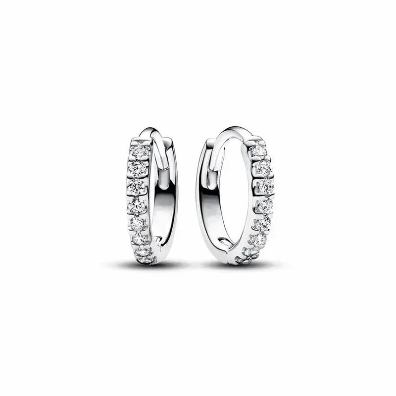 Серьги-сердечки из серебра 925 пробы Изысканные Блестящие Круглые Легкая Роскошь Ювелирные изделия Идеальные Праздничные Подарки для Нее