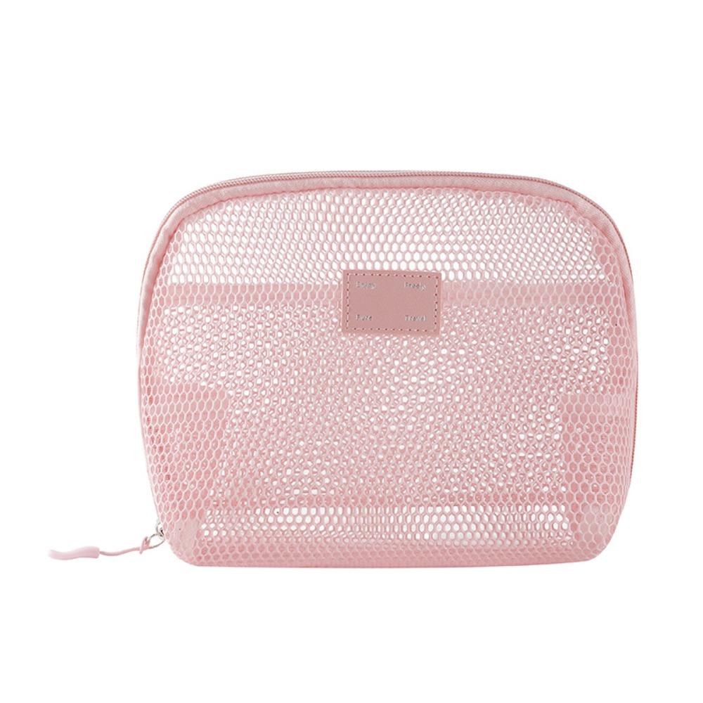 Casual Nylon Cosmetic Bag With Zipper Mesh Storage Pouch Multipurpose Hand-held Mesh Makeup Bags Women