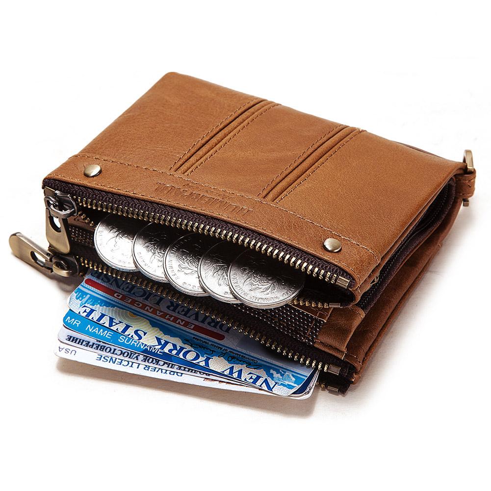 Humerpaul Двойной кошелек из натуральной кожи для мужчин, тонкий RFID-блокирующий держатель для кредитных карт, кошелек для учетных данных, кошелек на молнии, мужской мешок для денег