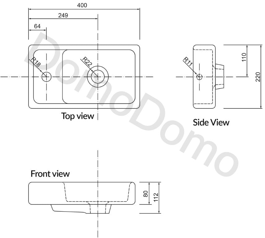 Hanging Bathroom Cabinet with Sink 40 and Faucet Small