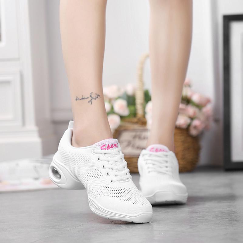 Women Lightweight Profession Dance Shoes Breathable Modern Jazz Casual Sneakers Non Slip Mid Heel Jogging