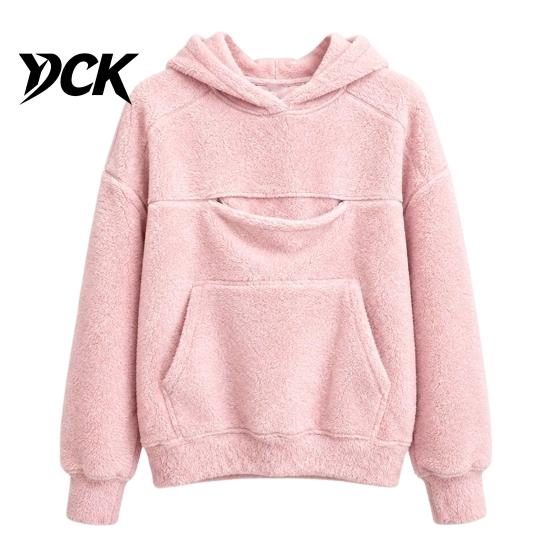 Pet Pouch Hoodie Girls Fleece with Pouch, Cat Dog Carrier Hooded Kids Pullover Top Sweatshirt, Oversized Kangaroo Pocket for Solid Color Sweatshirt
