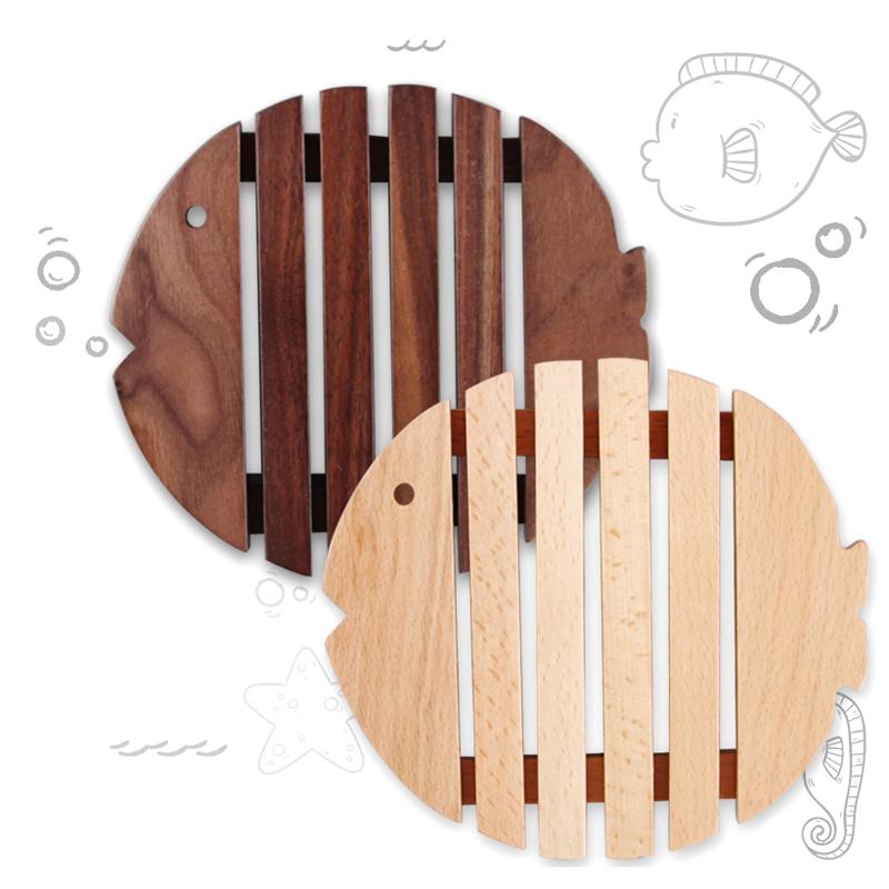 Деревянный подстаканник в форме милой рыбки, деревянные подставки под стол, коврики для тарелок, подставка под чашку, декоративная подставка для обеденного стола, аксессуары