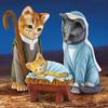 Unique Cat Resin Sculptures Ornaments Feline Nativity Scene Collectible Figurines Home Indoor