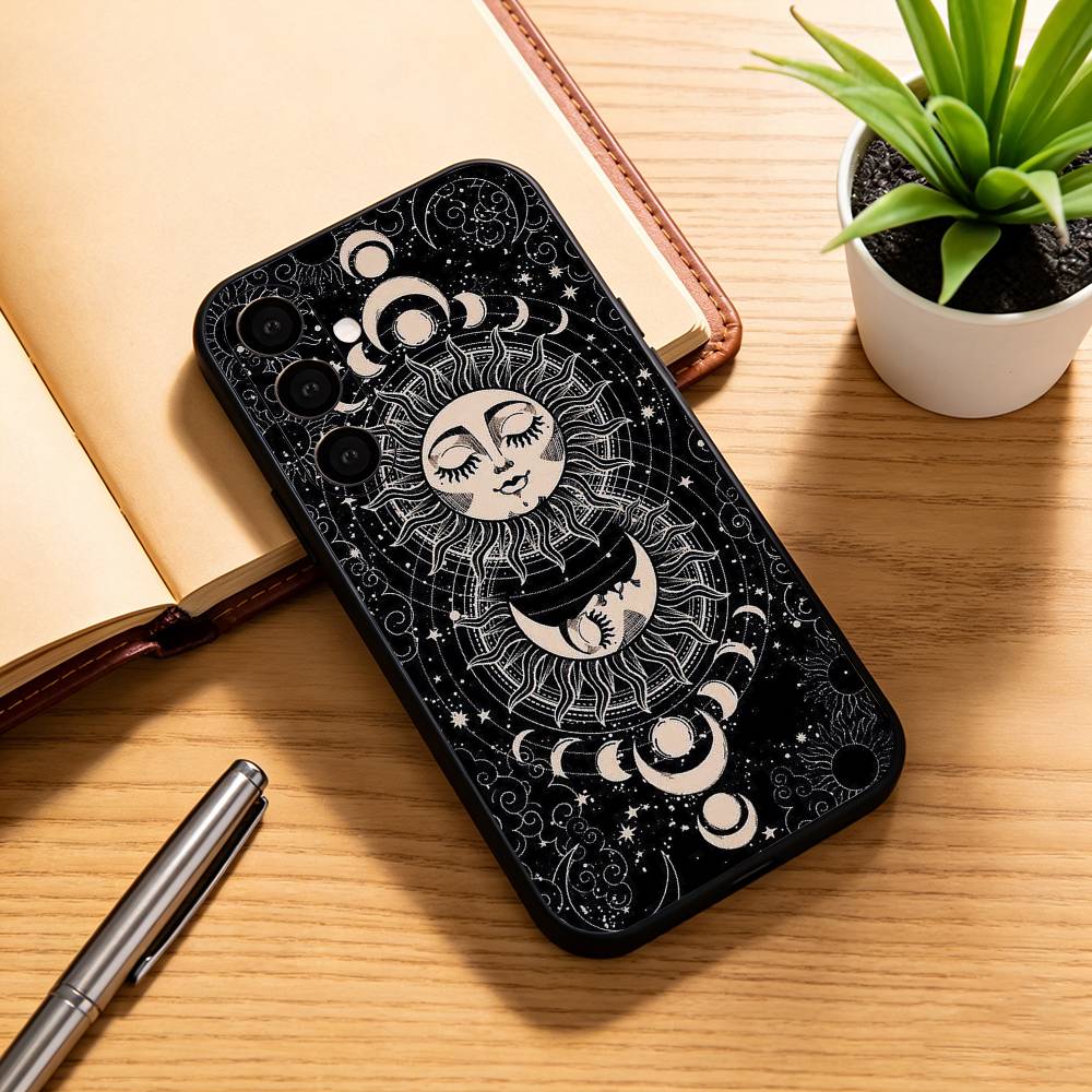 Чехол для телефона «Солнце, Луна, Звезды, Знаки Зодиака» для Samsung Galaxy A73, A72, A71, A70, A53, A52, A51, Другие Мягкая Черная Крышка