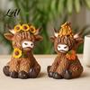 Unique Creative Gifts for Her Highland Cow Garden Statue Cute Resin Figurine Outdoor Indoor Autumn Home Decor Accents Table Desk Decor Gift