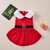 Santa Claus Pet Dog Cosplay Costume For Small Medium Dogs Cats Cute Xmas Velvet Skirt Kitten Clothing French Bulldog Pug Outfits