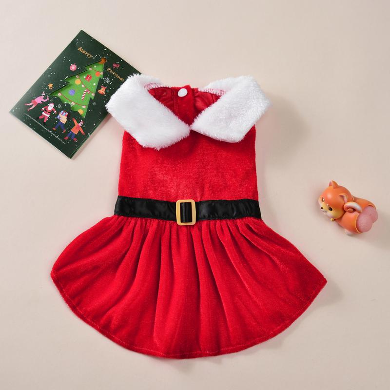 Santa Claus Pet Dog Cosplay Costume For Small Medium Dogs Cats Cute Xmas Velvet Skirt Kitten Clothing French Bulldog Pug Outfits