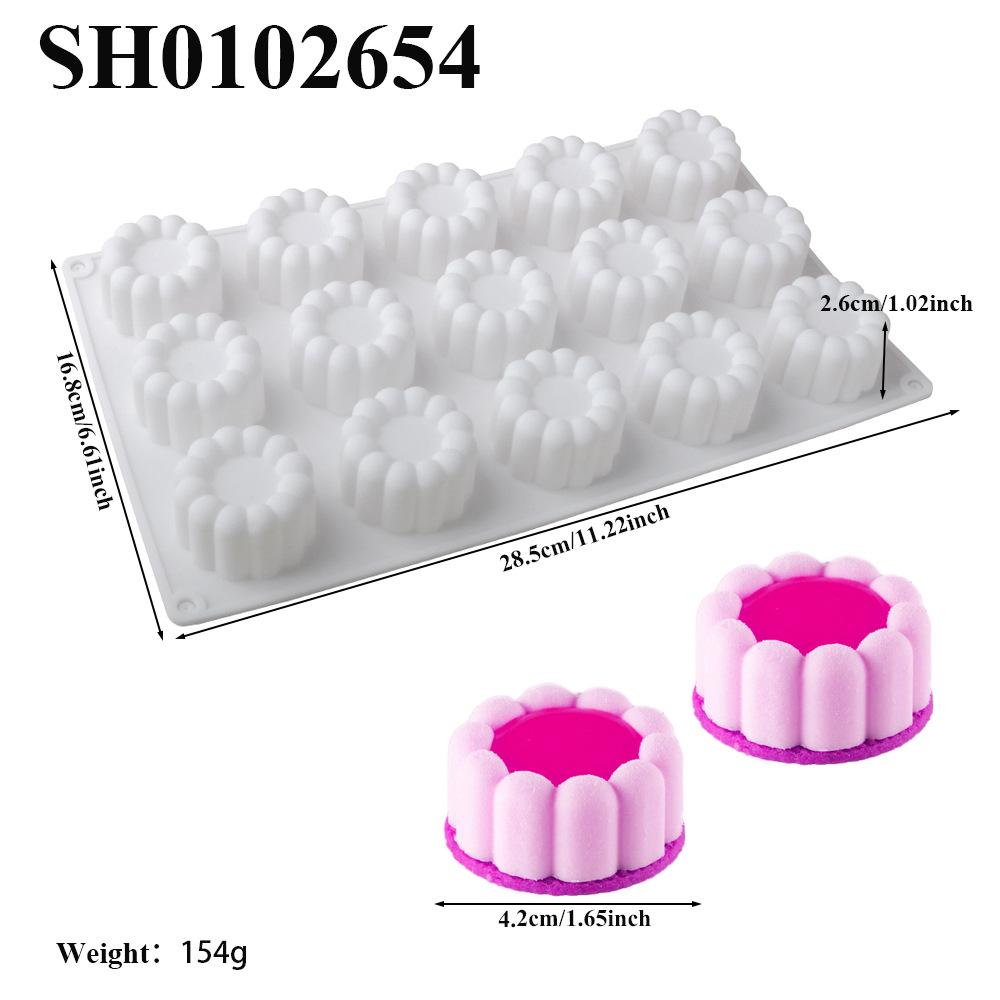 6-Cavity Flower & Heart Silicone Mousse Mold for Chocolate and Cakes