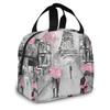 Эйфелева башня пара розовый цветочный ланч-бокс для взрослых сумка многоразовый ланч-бокс контейнер для женщин мужчин школа офис работа