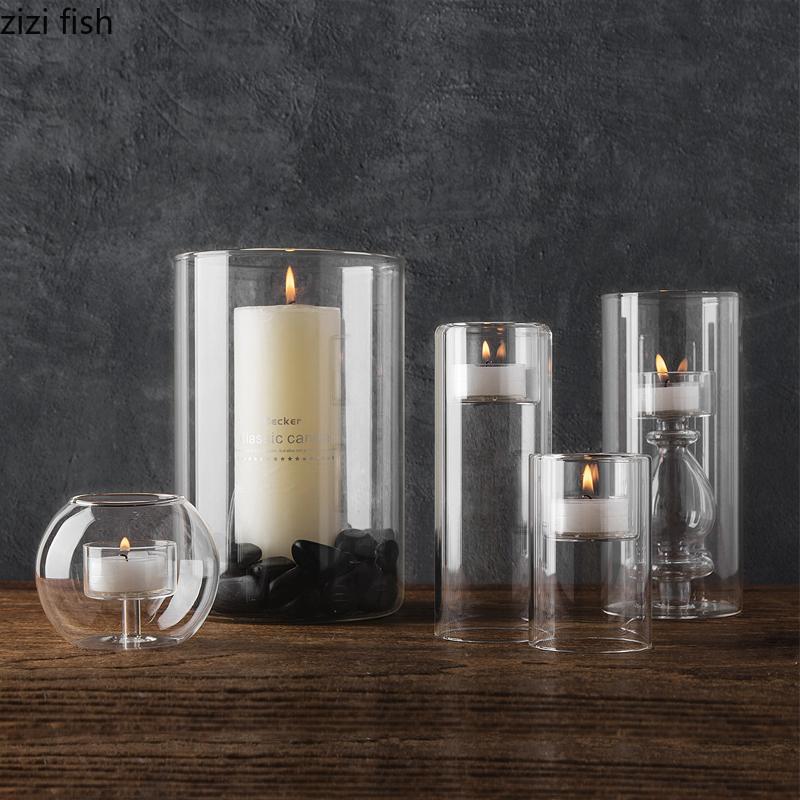 Креативный термостойкий стеклянный подсвечник для столешницы, украшение свадебного стола, подсвечник, простое украшение для ужина, аксессуары
