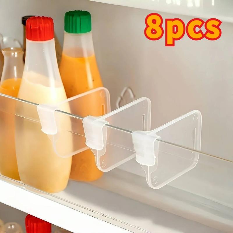 8pcs Refrigerator Side Door Sorting Partition Card Buckle Kitchen Bedroom Storage Storage Sorting Box Space Division