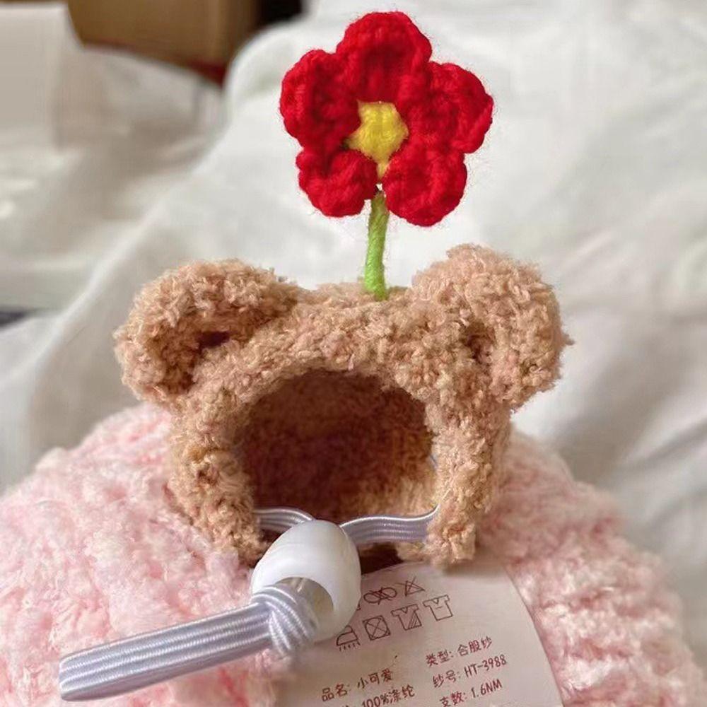 Hand Crocheted Hamster Cap Photo Props Mini Plush Cotton Doll Hat Cute DIY Doll Hat Winter Doll Accessories