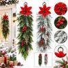 Lightweight Christmas Artificial Cedar Needle Reusable Red Berry Poinsettia Decor  Christmas Party