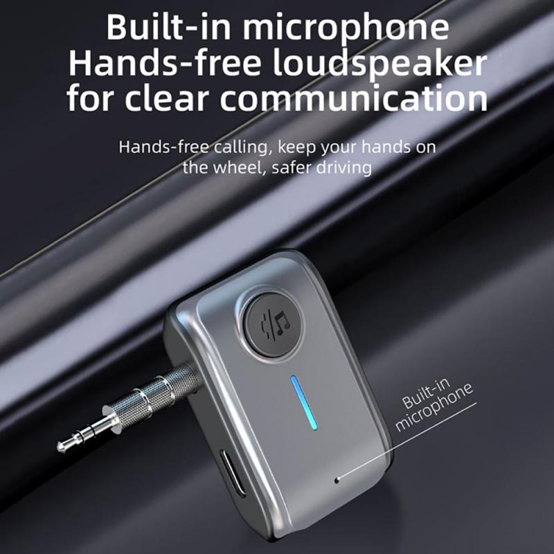Адаптер приемника Bluetooth 5.3 с разъемами AUX 3,5 мм для автомобильных динамиков, беспроводной аудиоприемник A2DP, поддержка карт TF, автомобильная гарнитура Hands Free