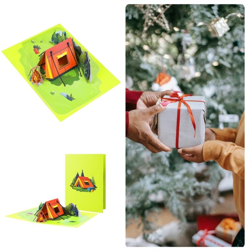 Уникальная 3D Pop-up палатка-приключение, складная открытка-приглашение на вечеринку для друга, с конвертом, ручная работа