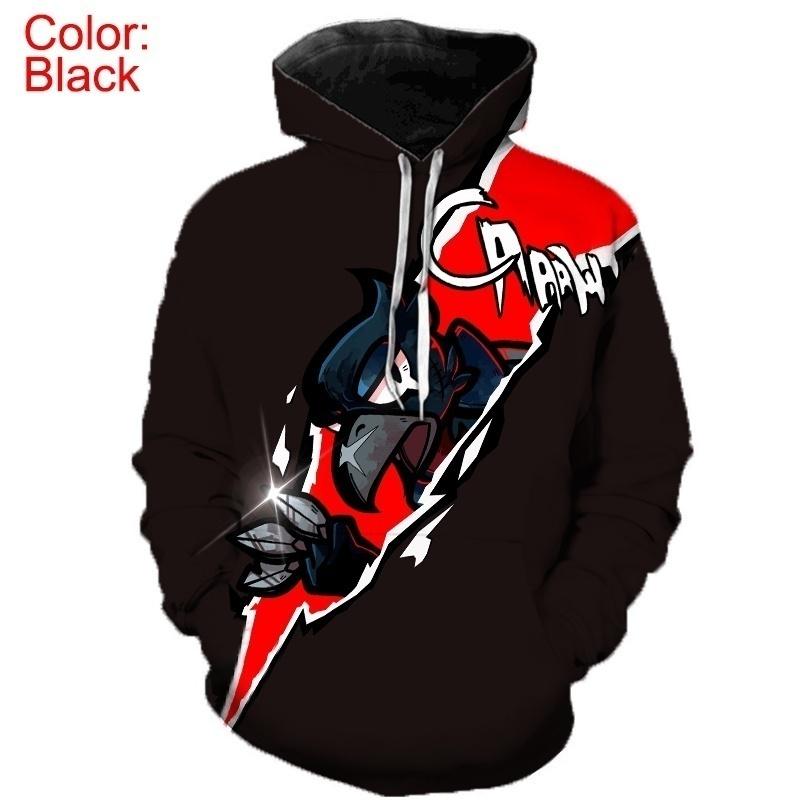 Список 3d напечатанных игр Brawl Stars Толстовки с принтом вороны и шипов с принтом Толстовка для мужчин Пуловер
