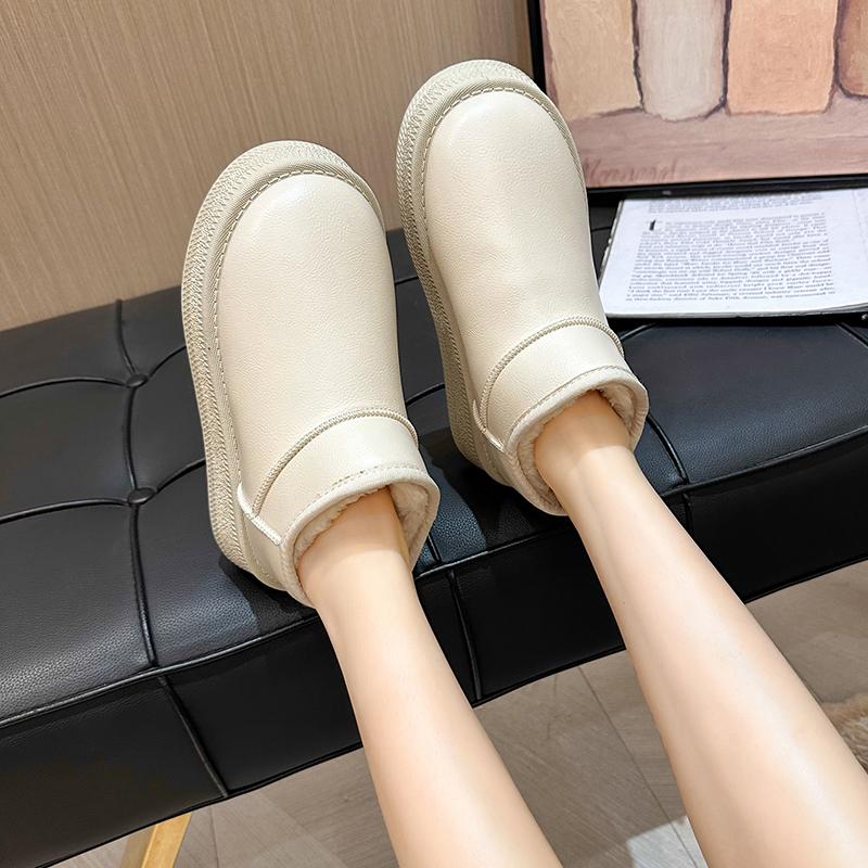 Модные новые теплые плюшевые однотонные женские зимние ботинки 2024 года, горячая распродажа, износостойкие зимние ботинки с толстой подошвой, повседневные удобные ботинки